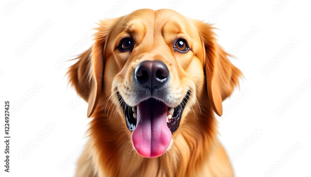 Close-up portrait of a dog isolated on a white background. Minimal animal photography Close-up portrait of a dog isolated on a white background. Minimal animal photography