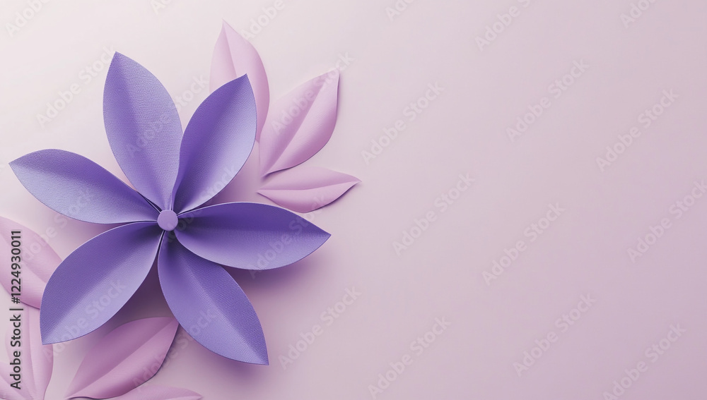 Naklejka premium paper flower arrangement with shades of purple and pink, copy space
