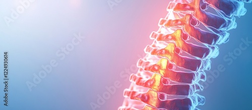 Human Spine Anatomy: Detailed 3D Render of Vertebrae, Spinal Column, Back Pain photo