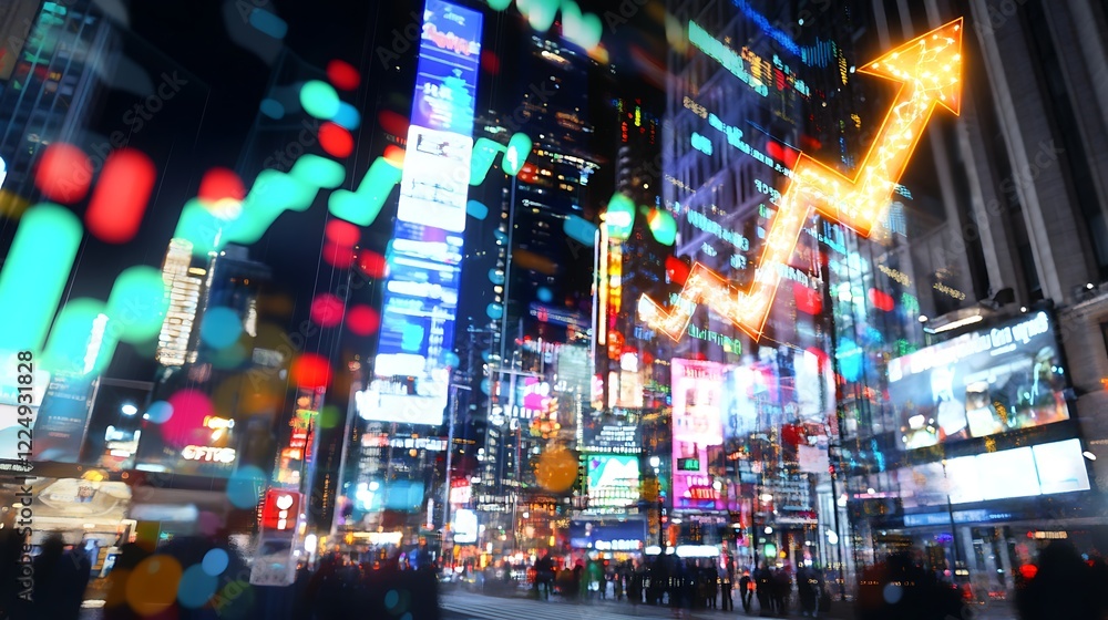 A dynamic city skyline showcasing a rising graph symbolizing business growth and success A dynamic city skyline showcasing a rising graph symbolizing business growth and success