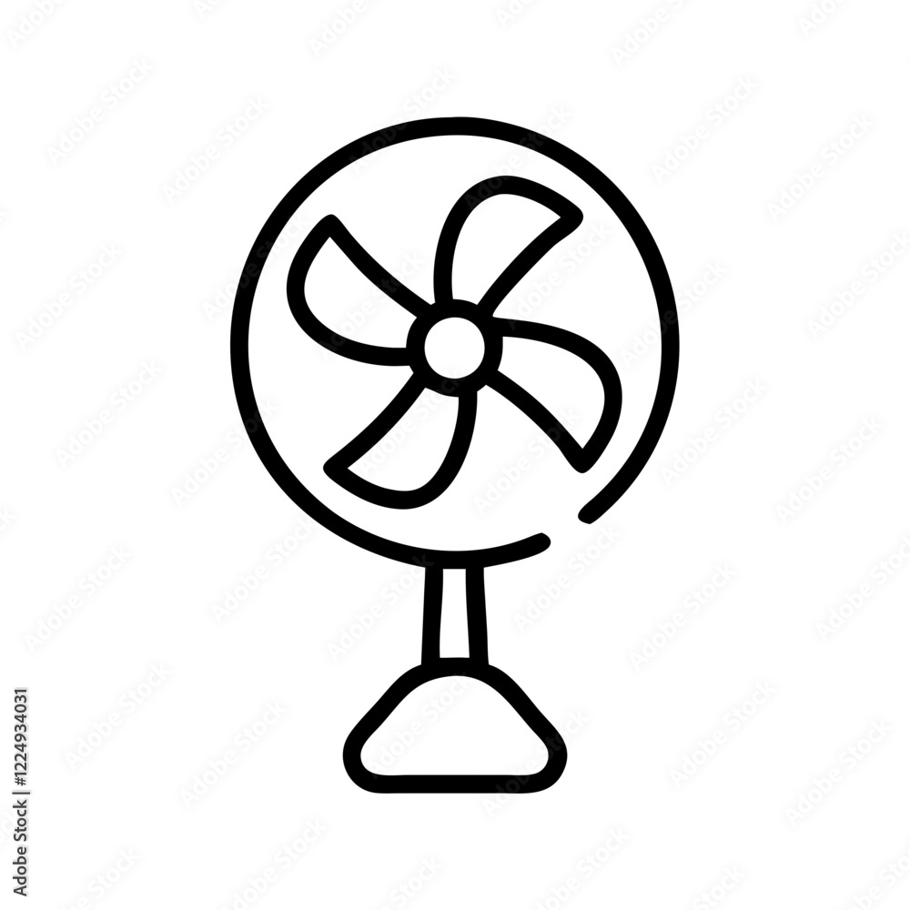 Outline icon of a fan on a transparent background for household appliances Outline icon of a fan on a transparent background for household appliances