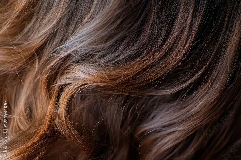 Hair exhibiting soft waves and a blend of warm brown tones captured in natural light during daylight hours Hair exhibiting soft waves and a blend of warm brown tones captured in natural light during daylight hours