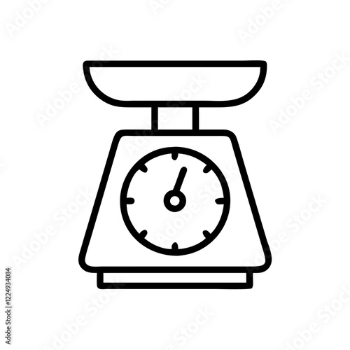 Outline icon of kitchen scales on a transparent background for household appliances