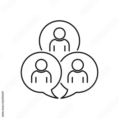 focus group discussion linear icon, sign, symbol, vector on isolated background