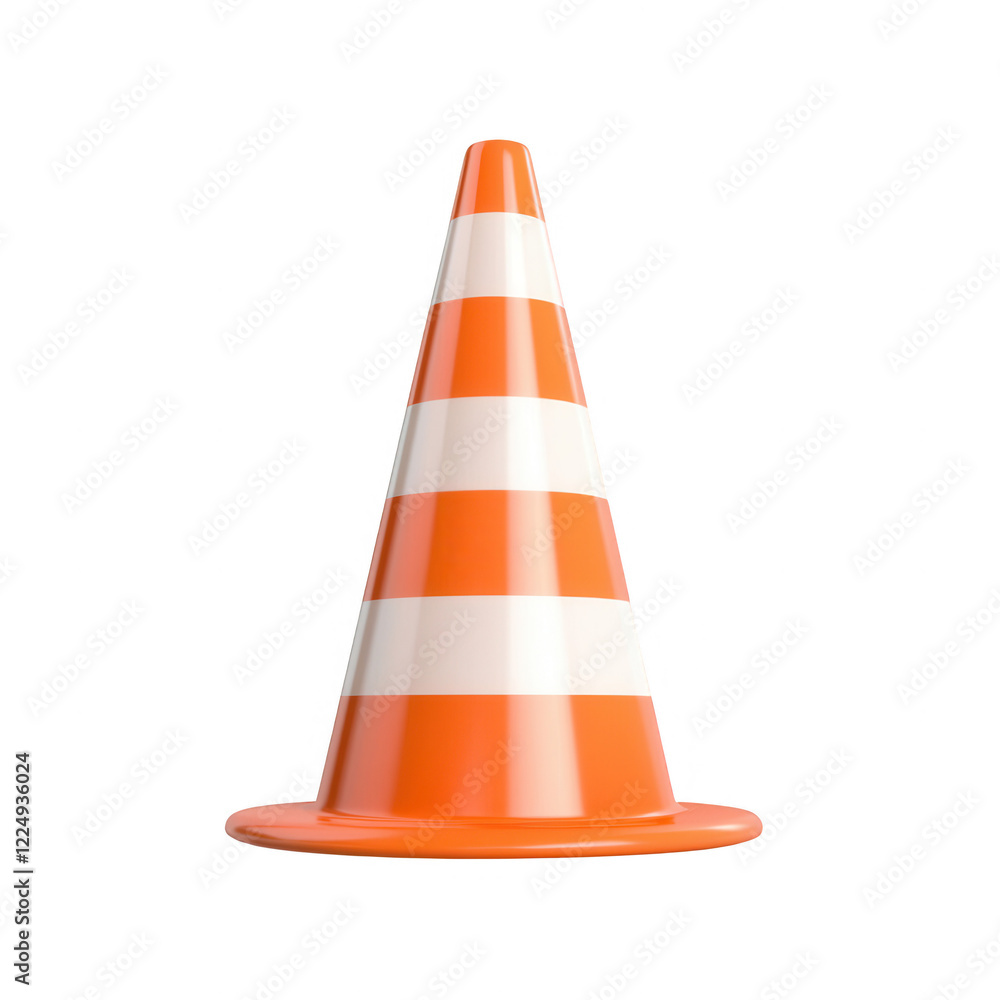 A bright orange traffic cone on a white background, symbolizing road safety. A bright orange traffic cone on a white background, symbolizing road safety.