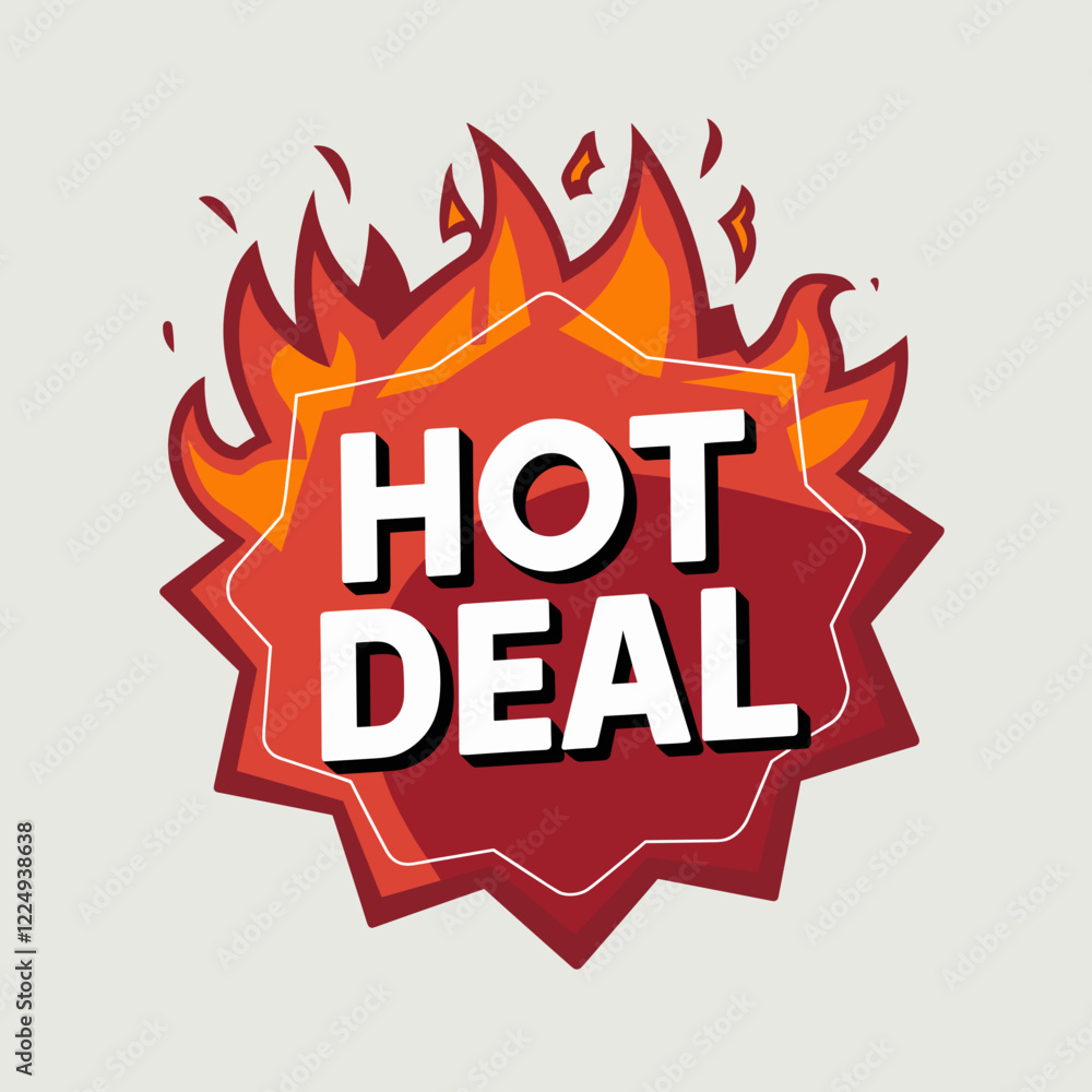 Hot Deal Promotional Badge with Flames Hot Deal Promotional Badge with Flames