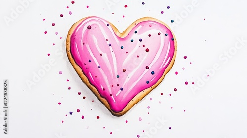 Wallpaper Mural A Pink Heart-Shaped Cookie Delight - Sweet treat, love symbol, Valentine's Day, baked good, pink frosting. Torontodigital.ca