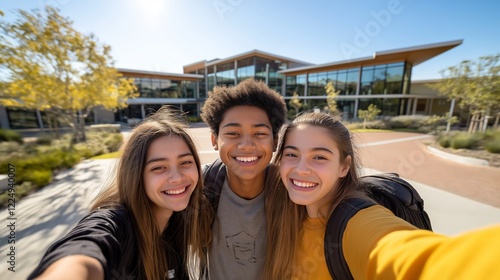 Wallpaper Mural Academic Diversity: Students Eagerly Assemble on College Campus, Embarking on a New School Year Torontodigital.ca