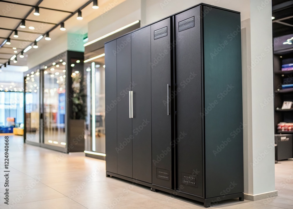 Sleek Dark Wardrobe Doors in Modern Minimalist Closet - High-Tech Storage Solution Sleek Dark Wardrobe Doors in Modern Minimalist Closet - High-Tech Storage Solution