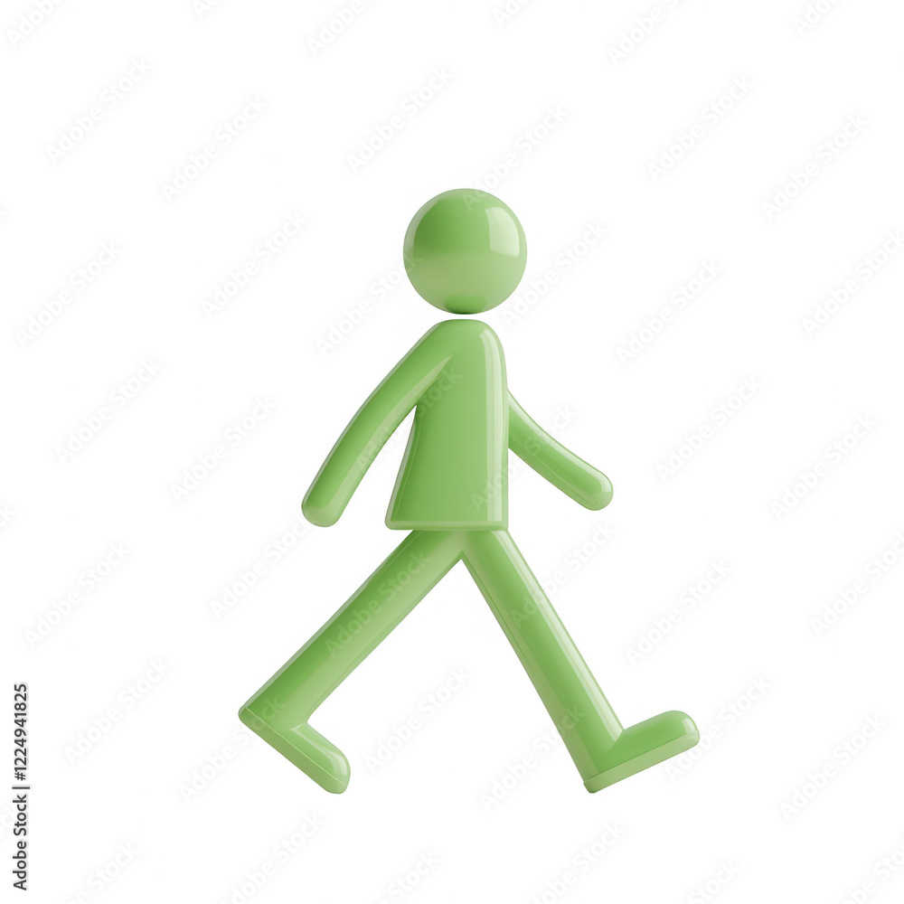 A stylized illustration of a green human figure walking, symbolizing movement and activity., isolated on a transparent background. A stylized illustration of a green human figure walking, symbolizing movement and activity., isolated on a transparent background.