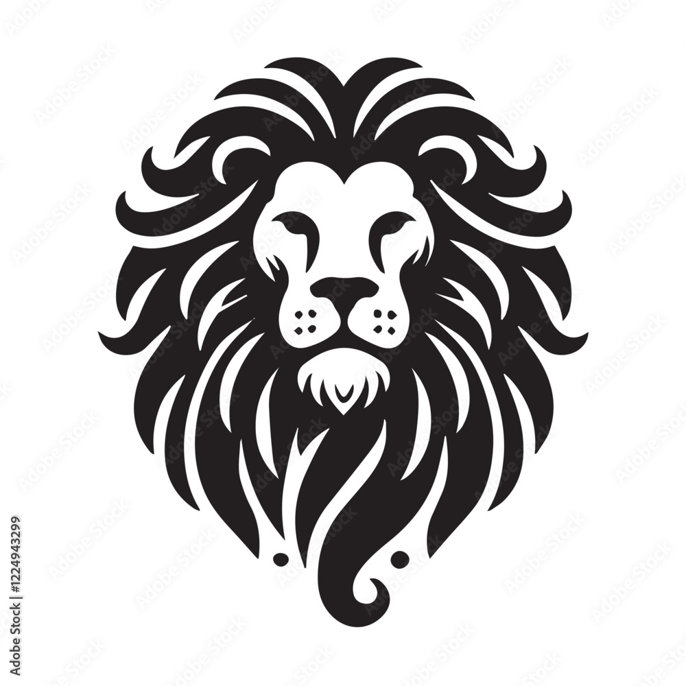 Fototapeta premium black and white Vector illustration of a lion head icon