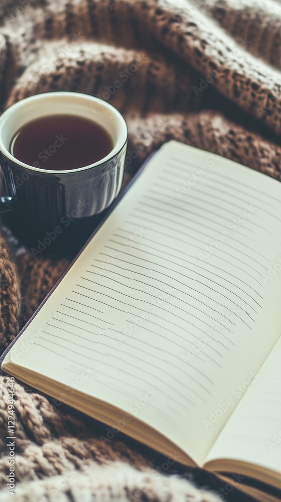 Naklejka premium Morning Reflection with a Journal and Tea