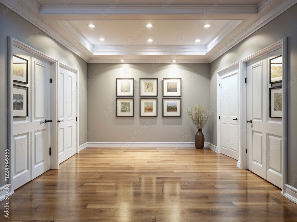 Fototapeta premium Spacious Interior Design with Two Doors and Empty Frames - Modern Home Decor