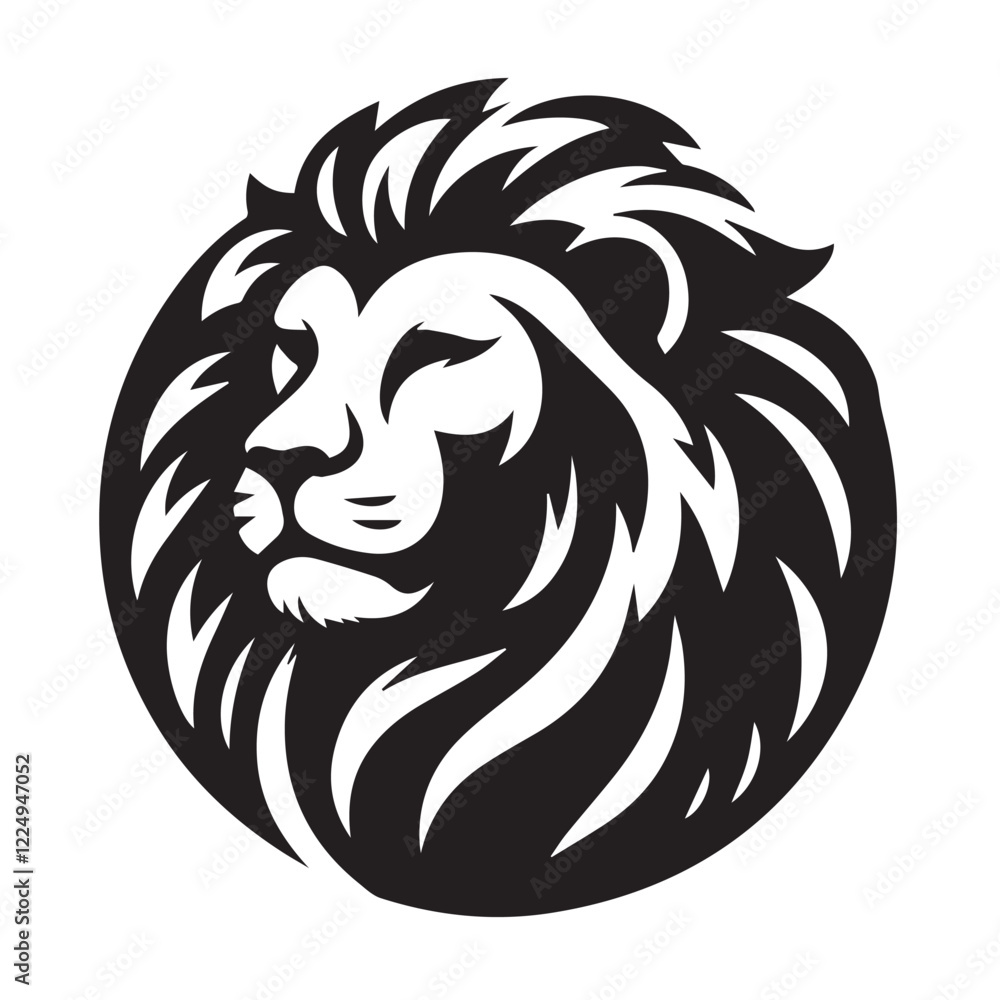 Fototapeta premium black and white Vector illustration of a lion head icon