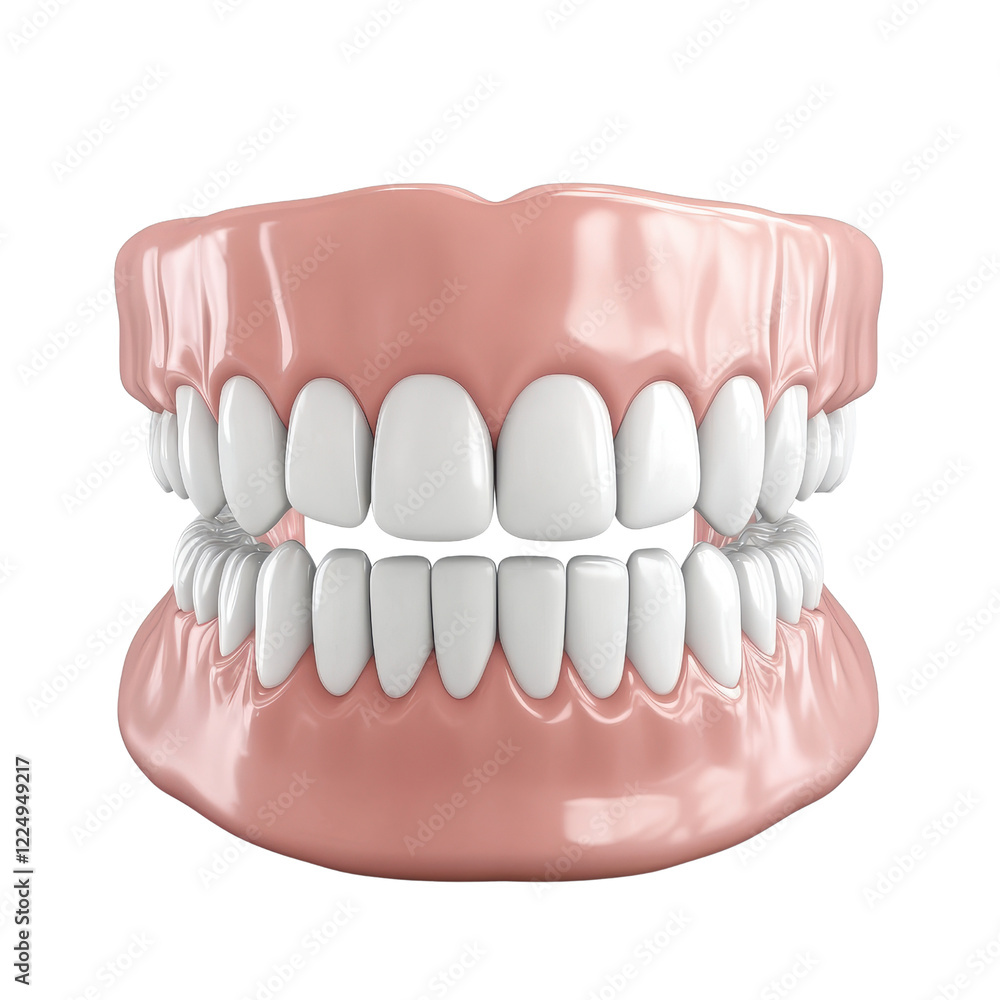Obraz premium Realistic dental model showcasing healthy teeth and gums., isolated on a transparent background.