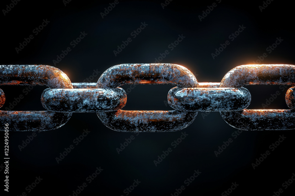 Rusty chain links, dark background, close-up. Rusty chain links, dark background, close-up.