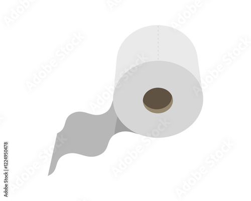 Simple, clean illustration of a toilet paper roll with a gently unwinding sheet. Perfect for websites, apps, or presentations needing a hygienic, minimalist graphic.