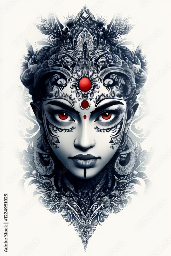 Intricate Ornate Portrait of a Woman with Red Eyes Intricate Ornate Portrait of a Woman with Red Eyes