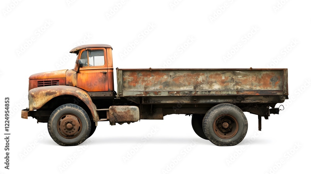 Rusty old truck isolated on white background. Rusty old truck isolated on white background.