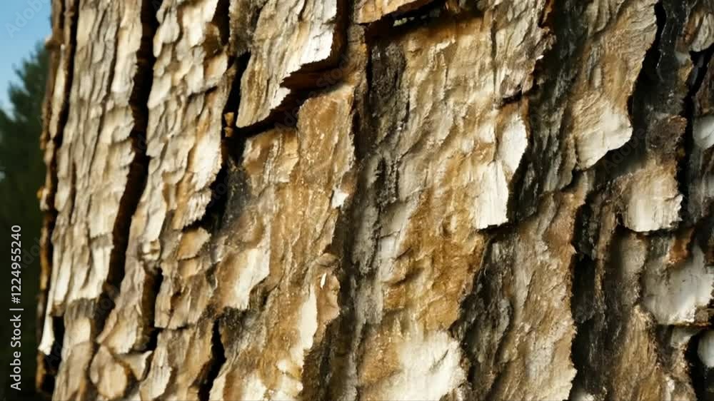 Dynamic Low-Angle Cinematic Glide Over Weathered Cedar Bark Showcasing Rough Textures and Peeling Layers in Stunning Detail
