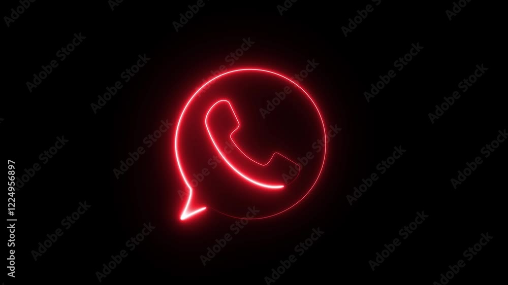 Abstract glowing neon call icon with massage box 4k animation isolated on back background, calling, ringing, dialing, concept, Abstract glowing neon call icon with massage box 4k animation isolated on back background, calling, ringing, dialing, concept,