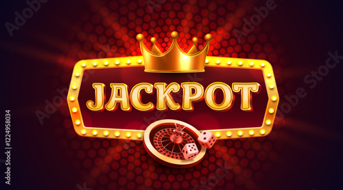 Jackpot slots icons, slot sign machine, night Vegas. Vector illustration