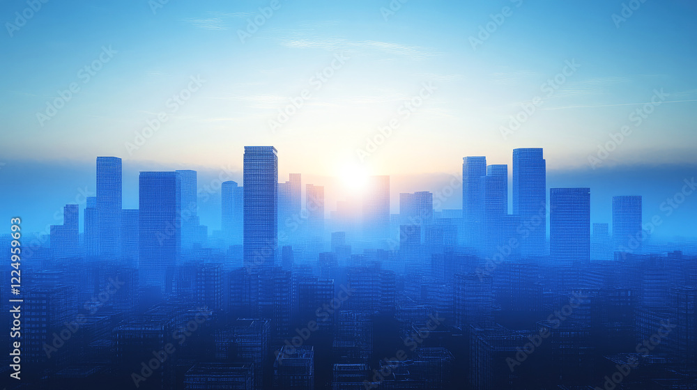 A city skyline at sunset with overlapping skyscrapers in silhouette, the light of the sun reflecting off windows, soft clouds in the distance. A city skyline at sunset with overlapping skyscrapers in silhouette, the light of the sun reflecting off windows, soft clouds in the distance.