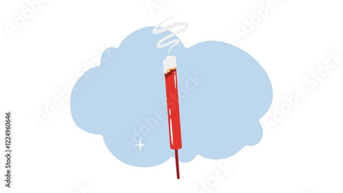 4K video Footage with Incense background Illustration. Video animated Cute Cartoon with Incense for Chinese New Year Day Decoration
