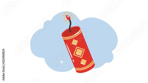 4K video Footage with Firecrackers background Illustration. Video animated Cute Cartoon with Firecrackers for Chinese New Year Day Decoration