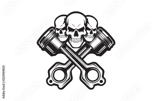 Skull Garage Logo Hardcore Engineering Spirit vector