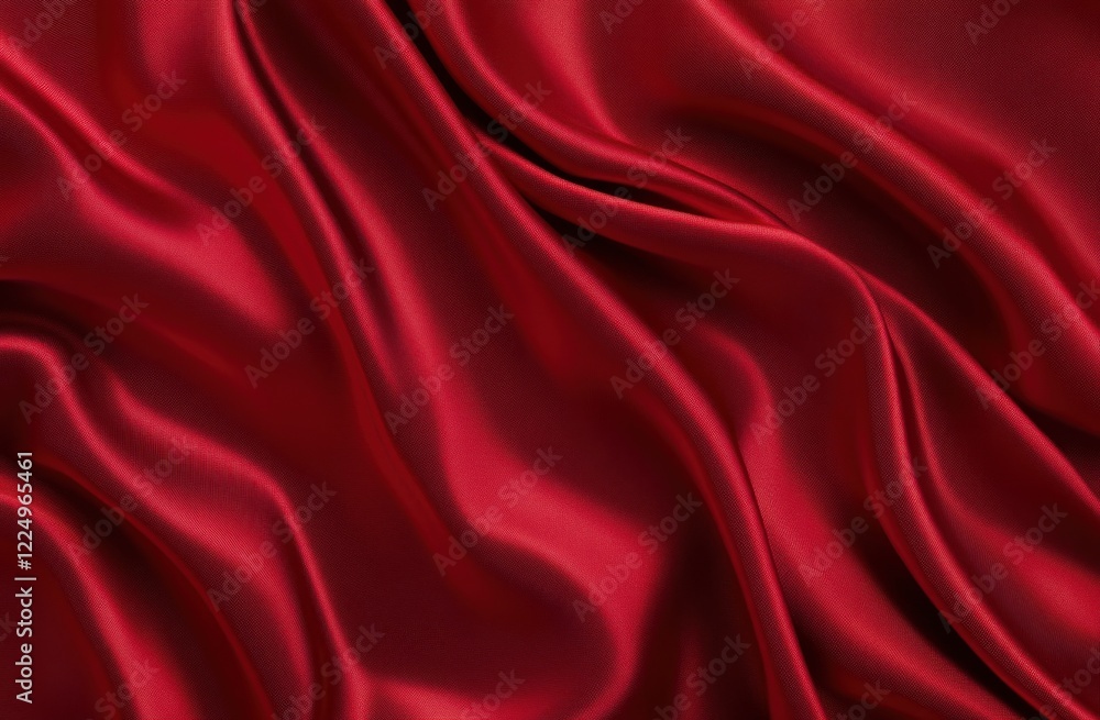 Obraz premium Luxurious red satin fabric with elegant folds and drapes.