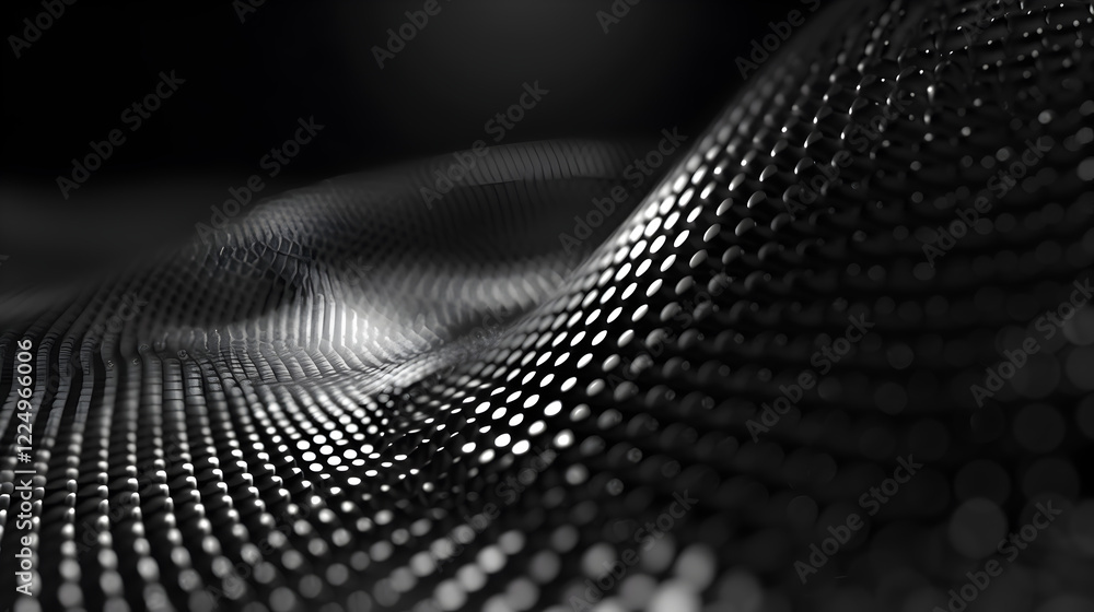 Abstract close-up of a textured surface with a wave-like pattern in black and white tones. Abstract close-up of a textured surface with a wave-like pattern in black and white tones.