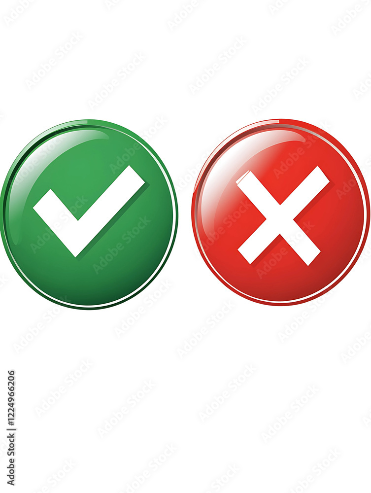Check box list icons true and false set on Isolated White Background Check box list icons true and false set on Isolated White Background