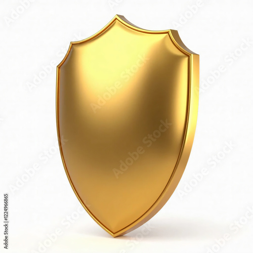 Free Download Golden shiny 3d side roted Shield on white  background. Shield safety protection concept. 3d illustration rendering - GFXLoad