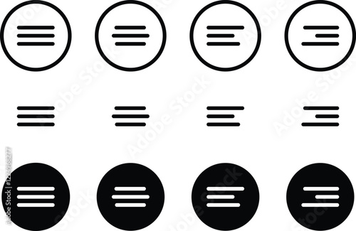 Ui menu icons. Set Hamburger Menu icon. Includes vector buttons for website UI navigation, featuring hamburger or burger line menu icons for 
