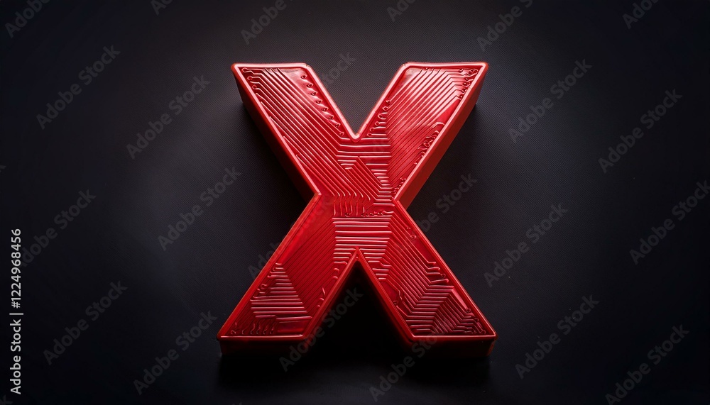 Um X vermelho indicando reprovação, insegurança, falha Um X vermelho indicando reprovação, insegurança, falha