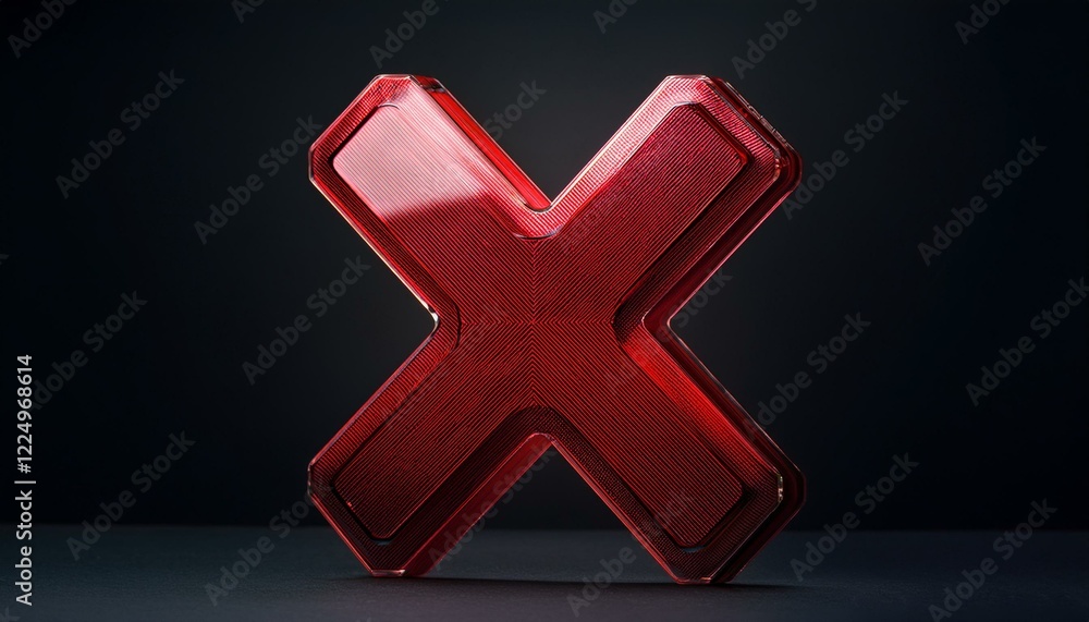 Fototapeta premium Um X vermelho indicando reprovação, insegurança, falha