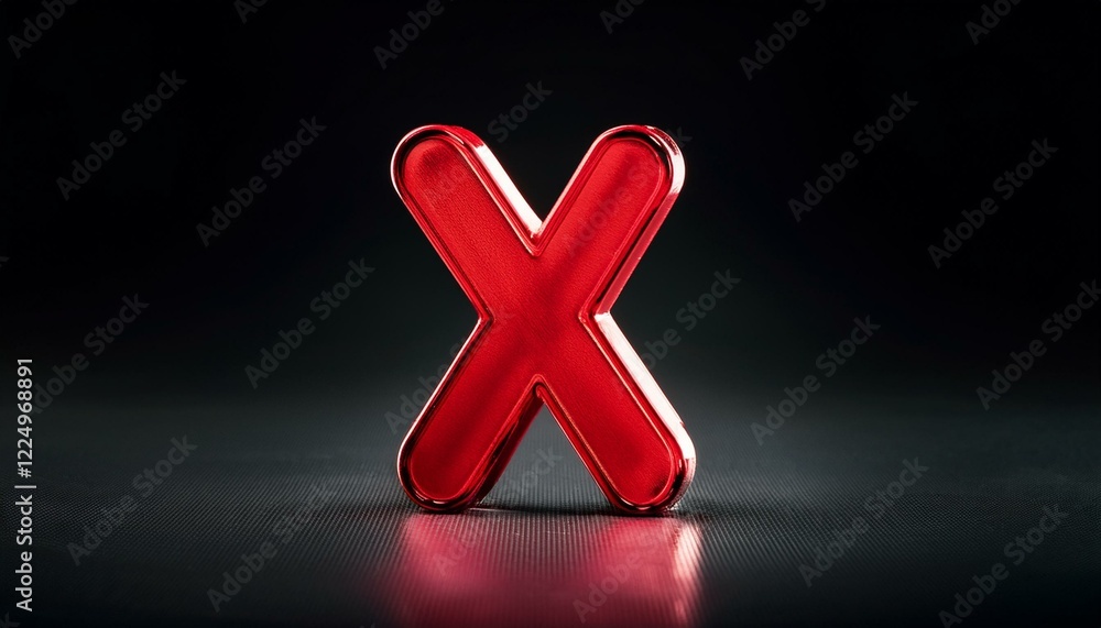 Obraz premium Um X vermelho indicando reprovação, insegurança, falha