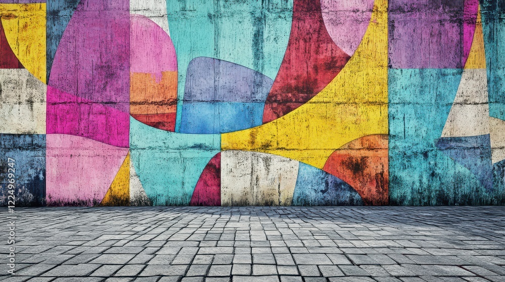 Fototapeta premium Abstract Graffiti Wall with Colorful Glitch Art Inspiration for Urban Aesthetic and Creative Background