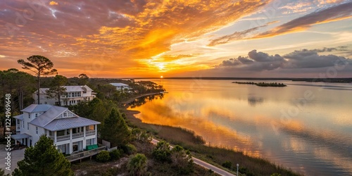 Sunrise over Western Lake, Grayton Beach Florida - Scenic Coastal Dawn photo