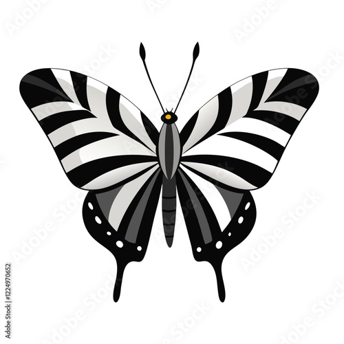 Zebra swallowtail butterfly silhouette vector isolated on White background