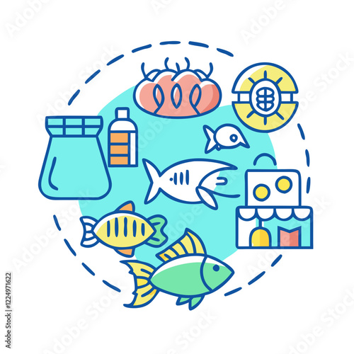 Seafood and Groceries Icon Set in SVG Format