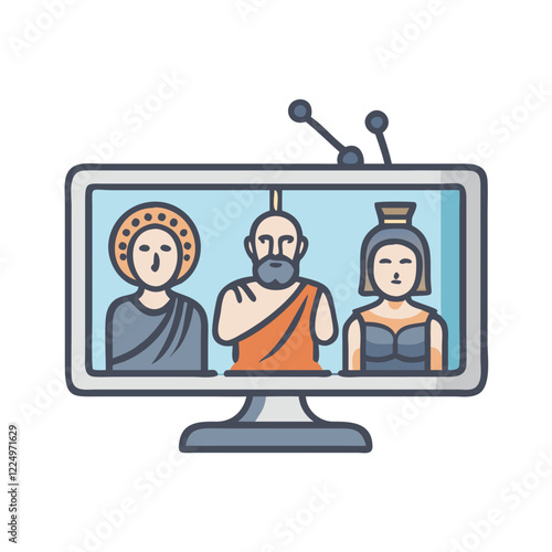 Episodes and Television with Ancient Theme SVG Icon Set