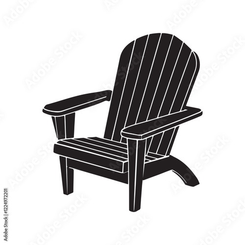 Adirondack chair silhouette, black and white silhouette, vector and illustration