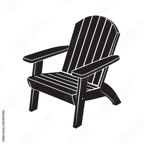 Adirondack chair silhouette, black and white silhouette, vector and illustration