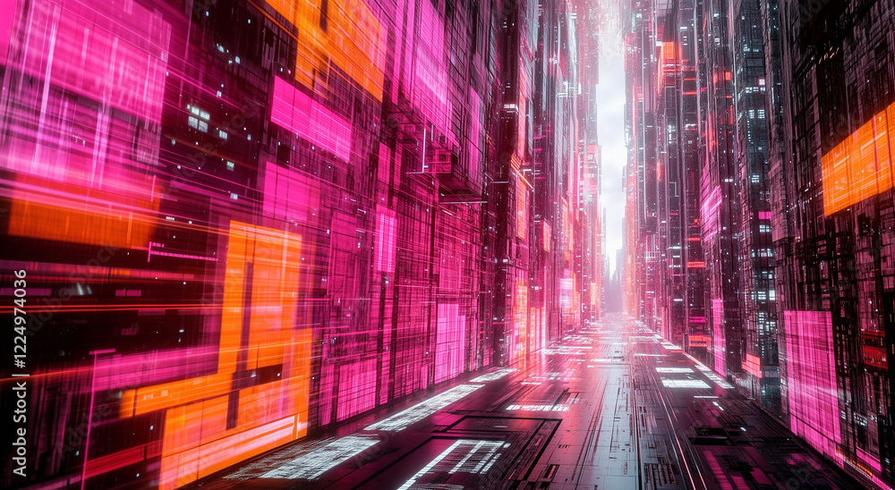 Metaverse, futuristic digital city, virtual buildings, interactive holograms, bright neon colors, post-apocalyptic atmosphere, cosmic background, digital landscapes, photorealistic style, blend of hig Metaverse, futuristic digital city, virtual buildings, interactive holograms, bright neon colors, post-apocalyptic atmosphere, cosmic background, digital landscapes, photorealistic style, blend of hig