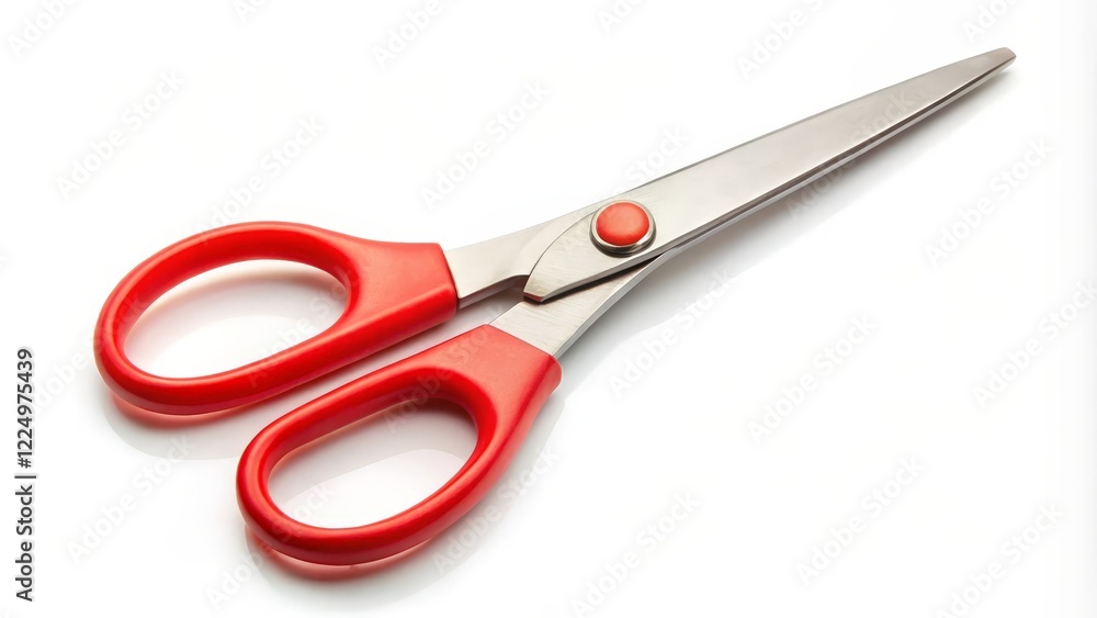 Red-handled Scissors on White Background Red-handled Scissors on White Background