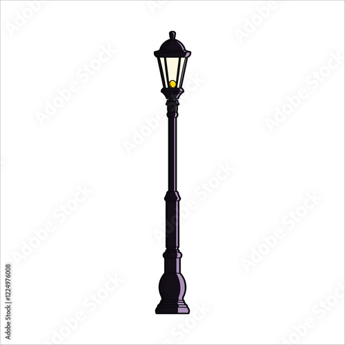 Street light pole lamp hand drawn illustration artwork