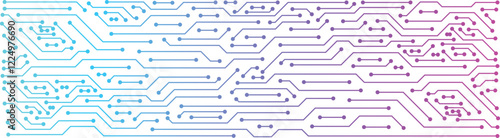 Computer Circuit Board Texture With Communication Technology Digital Banner. Central Computer Processors CPU Concept. Motherboard Digital Chip.