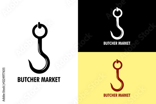 illustration of a meat hook, butcher shop, supermarket, organic food, butcher market logo, slaughterhouse, beef, meat shop, butcher service, vectors, silhouette, logo, abstract